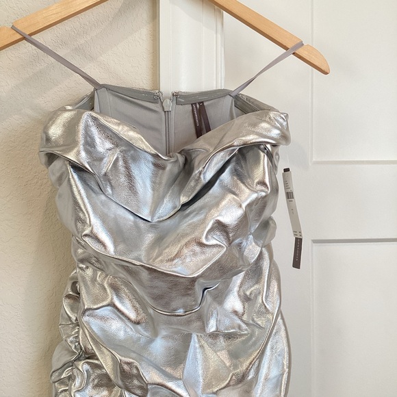 Anthropologie Soleil Magic Fabric Ruched Strapless Dress Metallic NEW - Picture 6 of 16